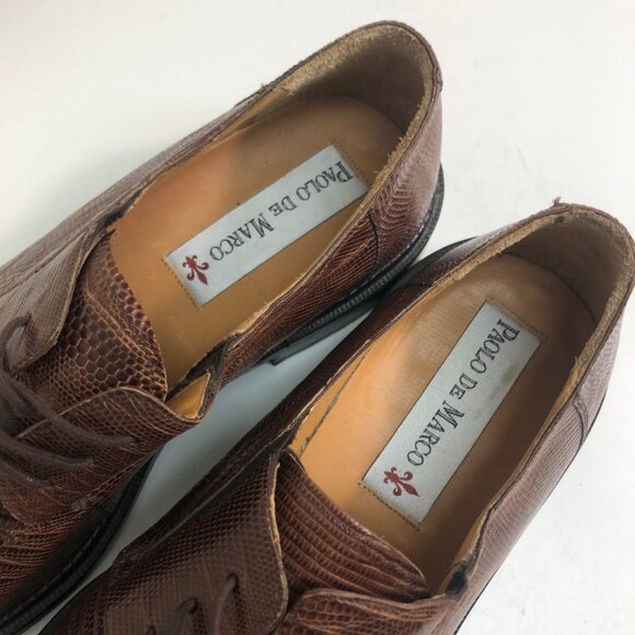 Paolo de Marco Handmade in Spain Genuine Lizard Brown Leather Bluchers 11.5 - Picture 8 of 12